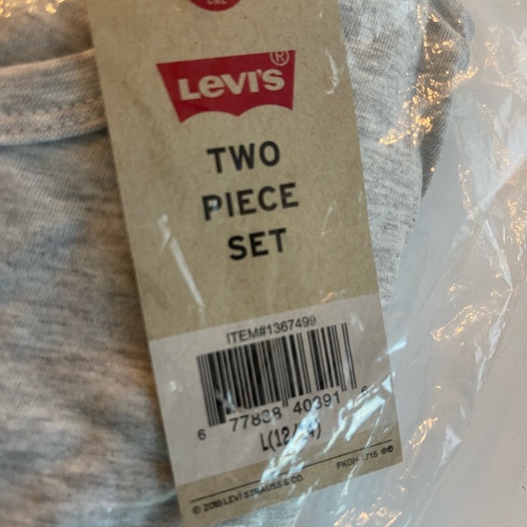 Levi's Denim Shortalls Overall's And T-shirt Red White Blue Girls Size Med NWT - Picture 6 of 9